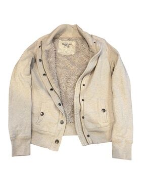 Abercrombie & Fitch Cream/Tan Jacket with Furry Interior | Size Medium